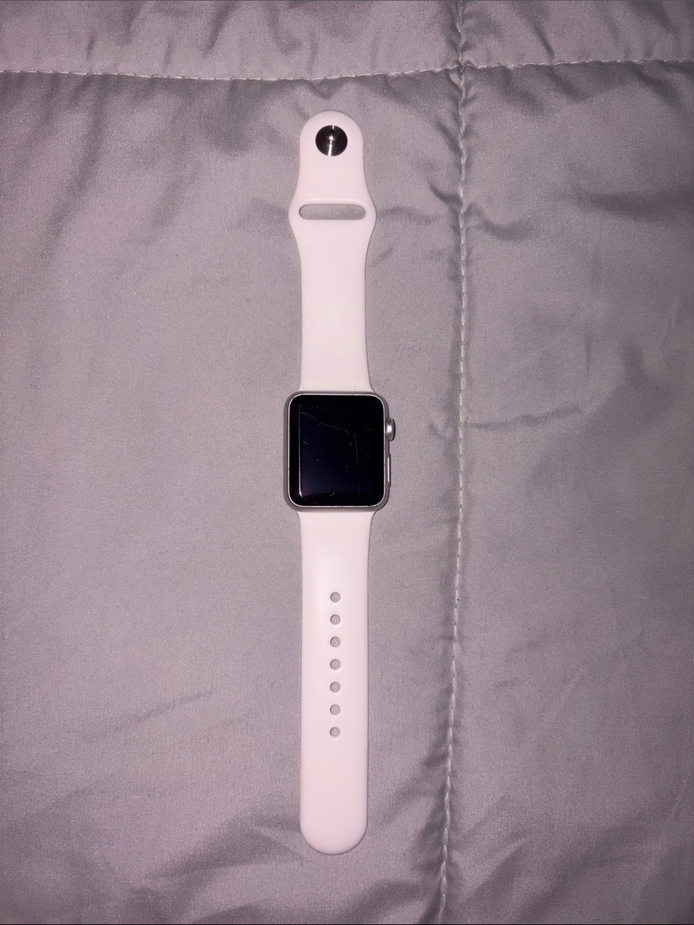 Apple Watch Series 1 (Aluminum, 38 mm) with White Silicone Band